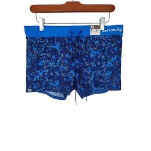 Nabaiji Shorts XL Womens Blue‎ Geometric Mid Rise Elastic Waist Drawstring NWT